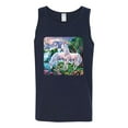 thumbnail image 2 of Unicorn Fanstasy Island Castle Animal Lover Male Graphic Tank Top, Navy, Large, 2 of 3
