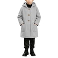 thumbnail image 4 of BLVB Girls Winter Hooded Coat Kids Long Sleeve Button down Warm Outerwear Jacket with Pockets 4-15 Years(Gray,12-13Years), 4 of 9