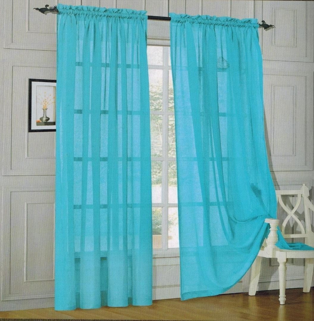 Window Curtain Sheer Panel With Rod Pocket 60 Inch Width X 84 Inch Length Turqoise Window Curtain Sheer Panel With Rod Pocket 60 Inch Width X 84 Inch Length Turqoise