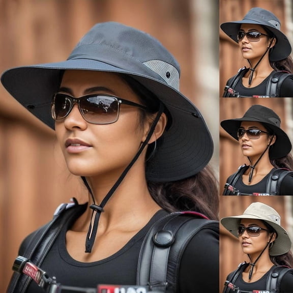 LILIYA Plus Size Sun Hats for Men Women, Wide Brim Foldable Safari Hats UV Protection UPF50 Waterproof Boonie Hats for Fishing Hiking Camping Beach