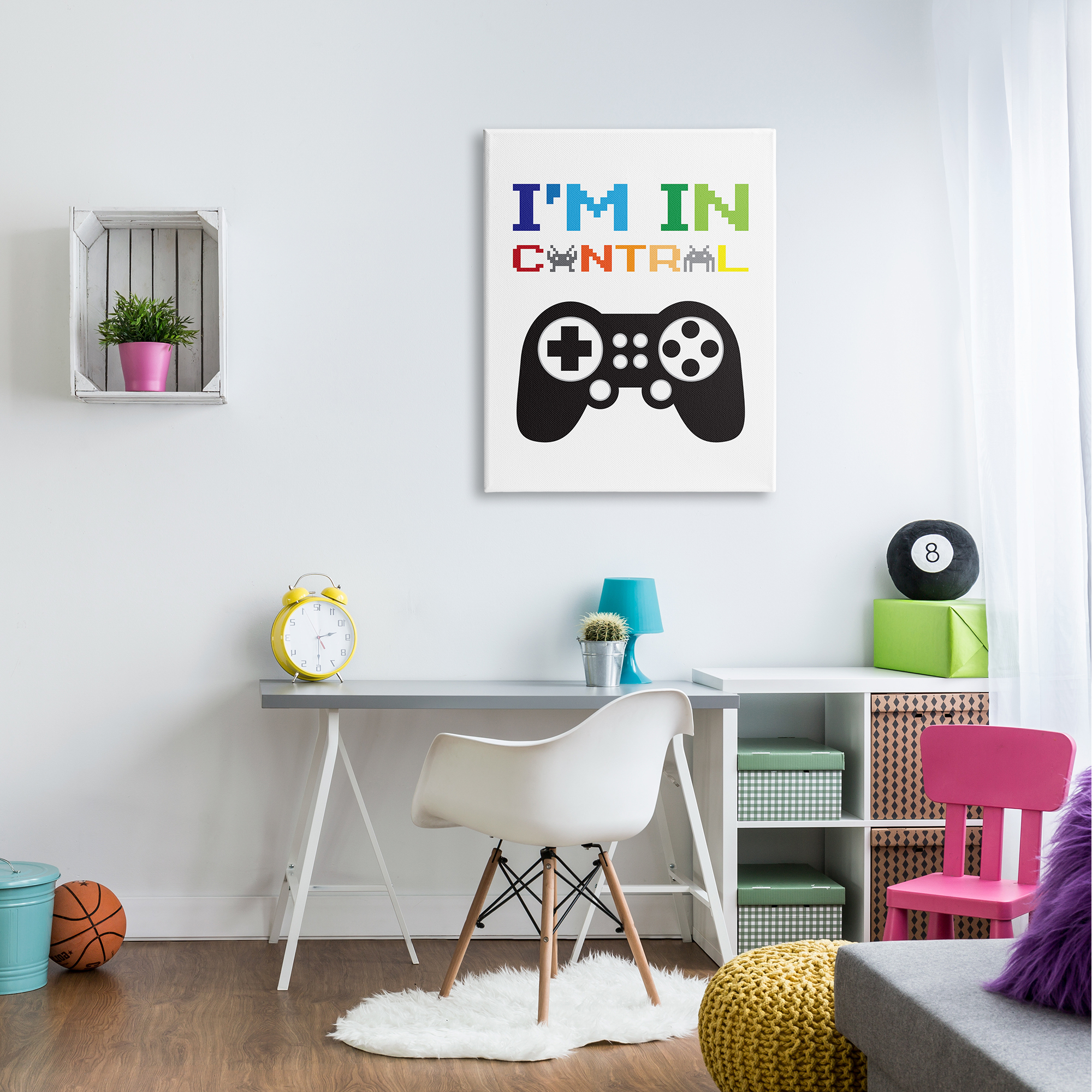Stupell Industries I'm In Control Phrase Old School Pixelated Video Game Sign,30 x 40, Design by Jennifer McCully