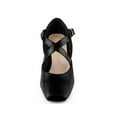 thumbnail image 5 of BLISSFUL STEP Women's Cross Strap Block Heels Mary Jane Pumps Black 8, 5 of 7