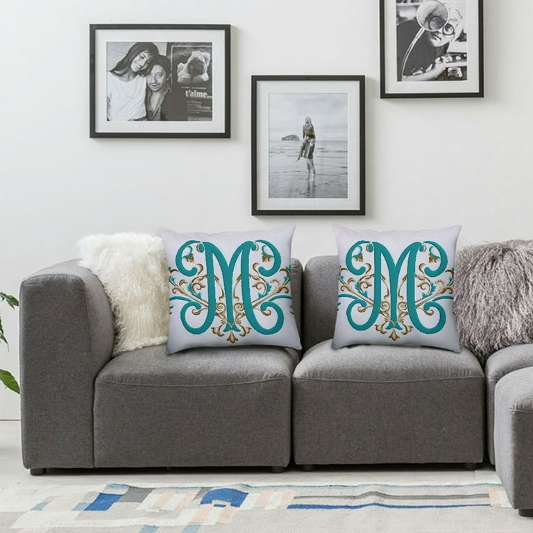 ARISTURING Personalized Script Monogram Pillowcase Decorative Bed Pillow Cover Custom Home Decor Pillowcase Ornate Script Monogram set of 2 12x12in Walmart