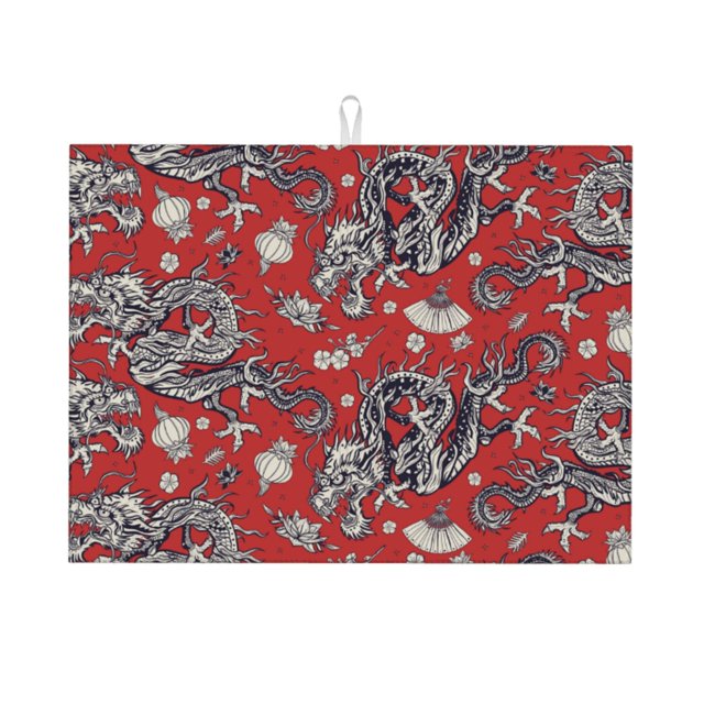 Balery Dragons2 Alfombrilla de Secado para Cocina, 18x24 Pulgadas, Súper Absorbente para Platos y Encimeras