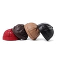 thumbnail image 3 of Hsqqdc Men PU Leather Brimless Docker Cap Retro Worker Sailor Skull Beanie Rolled Cuff, 3 of 4