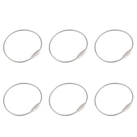 6Pcs Stainless Steel Screw Locking Wire Keychain Cable Key Rings Outdoor Accessory