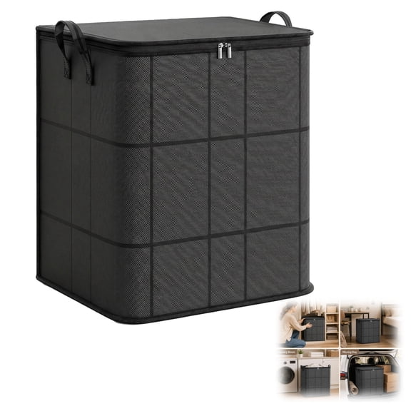1 Pack L Foldable Storage Bag with Reinforced Handles, Spacious Moving Storage Bin, Large-Capacity Clothes Organizer