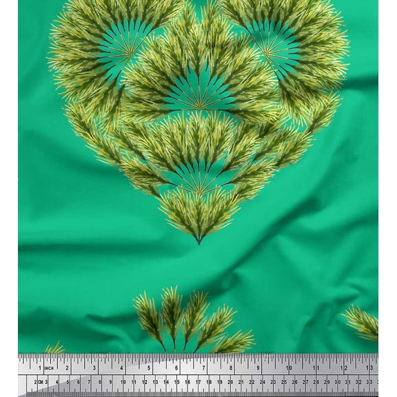 Soimoi Green Cotton Duck Fabric Pine Leaves Decor Fabric Printed Yard 42 Inch Wide