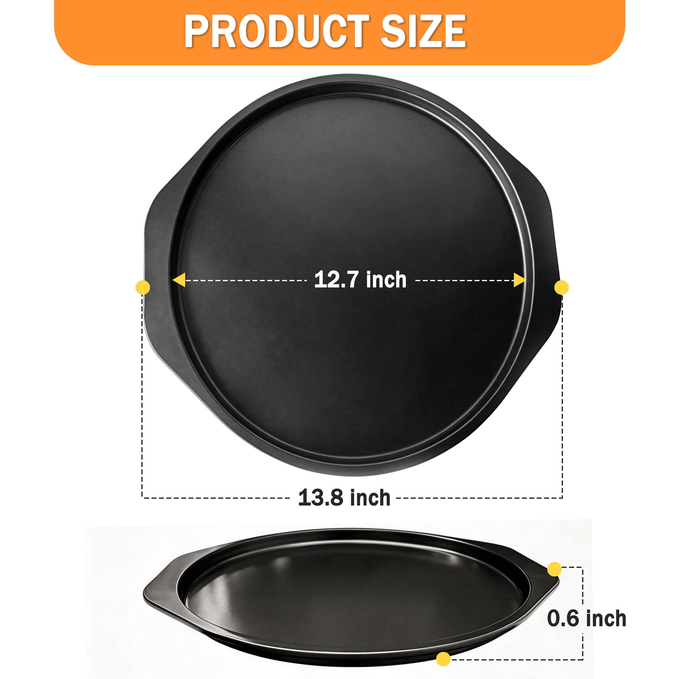 GARITIN Pizza Pan for Baking, 12.7 inch Non-Stick Round Baking Pan for Frozen & Homemade Pizza, Grey