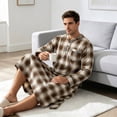 thumbnail image 5 of Bovxnpu Mens Pajama Shirts Plaid Long Sleeve Full Length Pajama Top Loungewear, 5 of 8