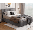 thumbnail image 2 of Lofka Queen Bed Frame with Adjustable Upholstered Headboard and 4 Storage Drawers Dark Gray, 2 of 9