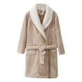 thumbnail image 3 of AINIYS Flannel Bathrobe Robe Soft Fabric Stylish Home Wear Sleepwear for Ages 3-10 able Leisure Out Coffee 8 Years, 3 of 4