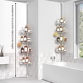 thumbnail image 5 of Shower Caddy Corner for Bathroom, Tension Pole, Adjustable 25in-114in Floor to Ceiling, Standing Shower Tension Rod Organizer, 4 Tier Bathroom Storage Shelves, Silver, 5 of 8