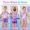 thumbnail image 6 of Gymnastics Leotards For Girls Sparkle Hollow Back Sleeveless Gymnastics Outfits With Shorts And Hair Scrunchie For Dance Ballet, 6 of 12