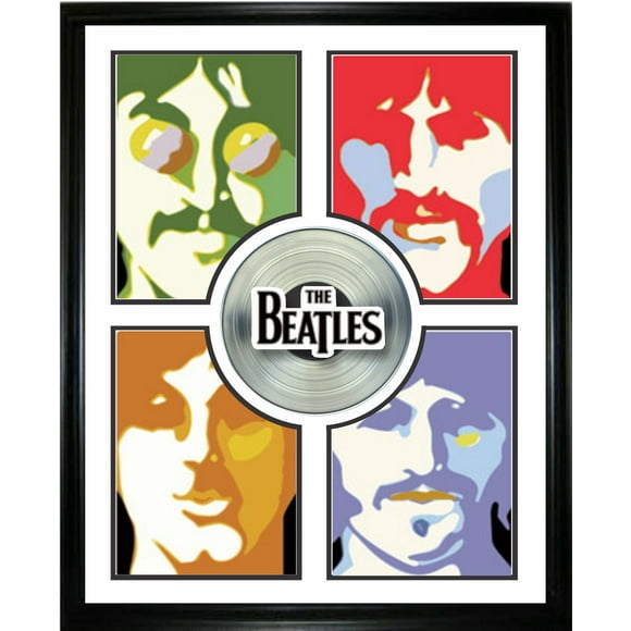 Beatles Framed Pop Art Collage With Platinum LP