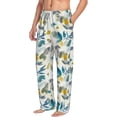 thumbnail image 2 of Uemuo Watercolor Leaves Pattern Men's Wide Leg Palazzo Lounge Pants with Pockets Light Weight Loose Comfy Casual Pajama Pants-Medium, 2 of 9