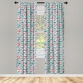 thumbnail image 3 of Ambesonne Fish Curtains, Colorful Shark Patterns, Pair of 28"x84", Multicolor, 3 of 5