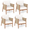 thumbnail image 1 of Gymax 4PCS Patio Acacia Wood Chair w/ Woven Rope Armrests & Seat Back Cushions White, 1 of 10