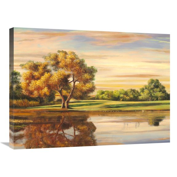 Global Gallery's 'Riflessi sul lago (detail)' by Angelo Masera Stretched Canvas Wall Art