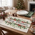 thumbnail image 4 of 2026 Christmas Home Party Decoration Merry Christmas Floral Linen Placemats Waterproof Heat Table Mats Holiday Dining Table Decor Christmas Celebration Party Supplies, 4 of 7