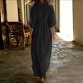thumbnail image 5 of Guieoi Womens Summer Dresses Plus Size Cool and Moisture-Wicking Casual Cotton-Linen 3/4-Sleeve V-Neck Dress, 5 of 7