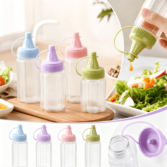 Mini Condiment Squeeze Bottles 1 oz for Lunch Box, Small Sauce Bottle with Lid for Ketchup Mustard Salad Dressing, Portable Travel Container