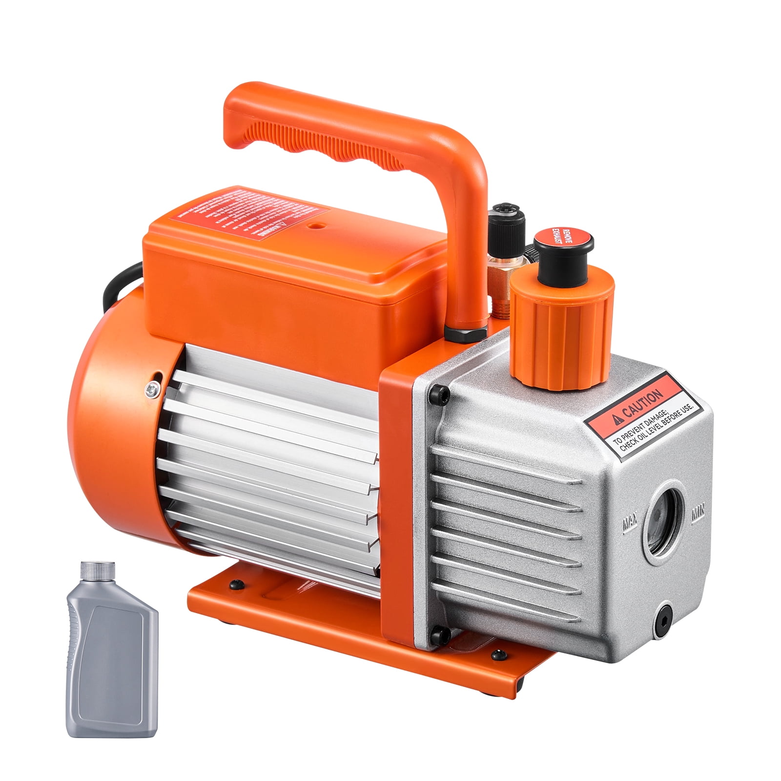 KFFKFF Vacuum Pump, 4 CFM, Single Phase Rotary Vane Vacuum Mechanism, Compatible with R134a R22 R410a Systems, Car AC Vacuum Pump Set with Oil Container for Car Air Conditioning and Resin Degassing