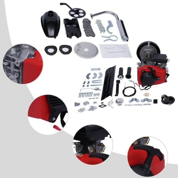Miumaeov 49CC 4-Stroke Motorized Bicycle Kit Gas 28’’ V Frame Bike 26’’ ATV Bike Petrol Bike Engine Air-Cooled System Single Cylinder Chain Drive Bicycle Scooter Conversion kit