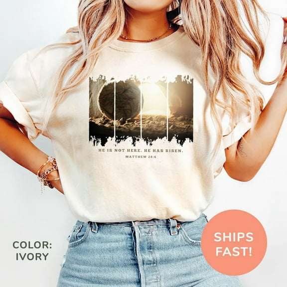 Christian Easter Shirt Inspirational Faith Graphic Tee for Women and Men. Great for gifting to moms, daughters, friends, or church members who embrace their faith.