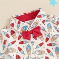 thumbnail image 6 of LNMQLPDBS Toddler Boy Patriotic Outfit 4th of July Star Stripe Print Button Up Bow Gentleman Tie Shirt+Shorts Set Red White and Blue and Baseball Printed Summer Baby Clothes B 3-4 Years, 6 of 9