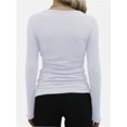 thumbnail image 4 of Womens Long Sleeve Stretch Crewneck Ribbed T-Shirt Slim Fit Casual Basic Tops, 4 of 4