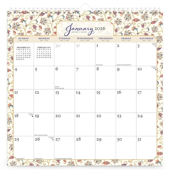 Tuscan Delight | 2026 12x12" (Hanging) Wire-O Calendar | Sticker Sheet | BrownTrout