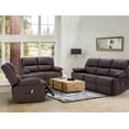 thumbnail image 4 of YODOLLA 3 Pieces Recliner Sofa Set with Massage Heated Function, Home Theater Seating Leather Couch Set with Side Pockets, Brown, 4 of 7