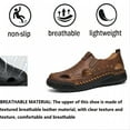 thumbnail image 3 of Men's Casual Leather Sandals Hollow Outdoor Breathable Comfortable Closed Toe Fisherman Summer Beach Walking Wading Shoes Yellow 6.5 US, 3 of 7