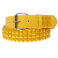 thumbnail image 2 of Snap On Punk Rock Star Pyramid Studded Checker Board Leather Belt, 2 of 3