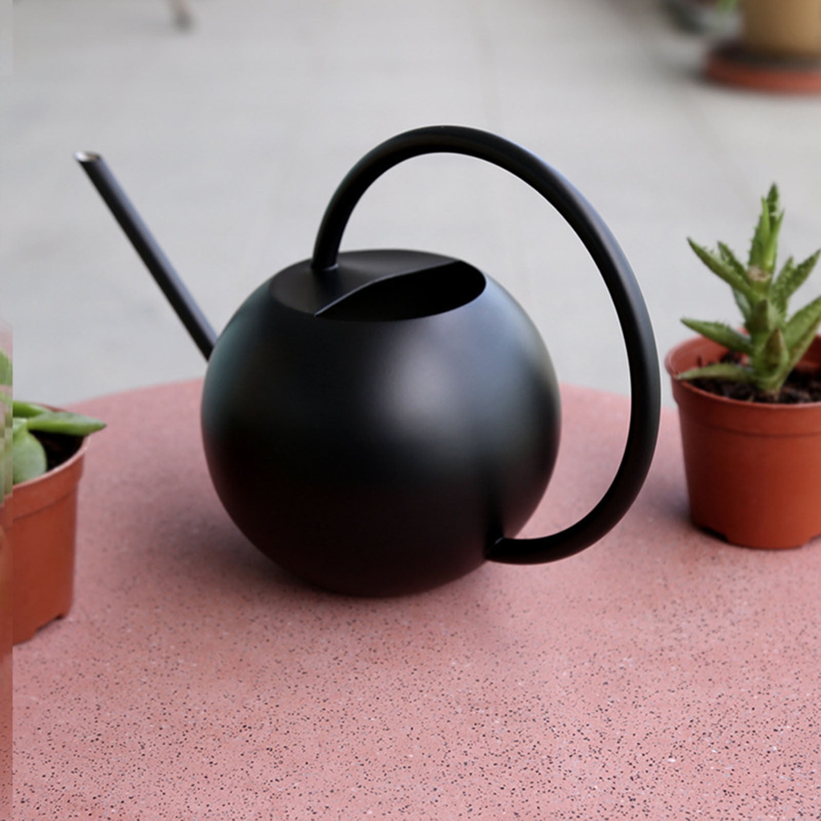 Gecau Stainless Steel Watering Can - Metal Watering Can With Long Spout To Spillage, Perfect Plant Watering Can For Outdoor And Indoor Plants Black Novelt