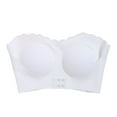 thumbnail image 4 of FYDUU Strapless Bras For Women Seamless Breathable No Show Front Closure Bra With Detachable Pads And Strips Comfortable Push Up Bra /White, 4 of 9