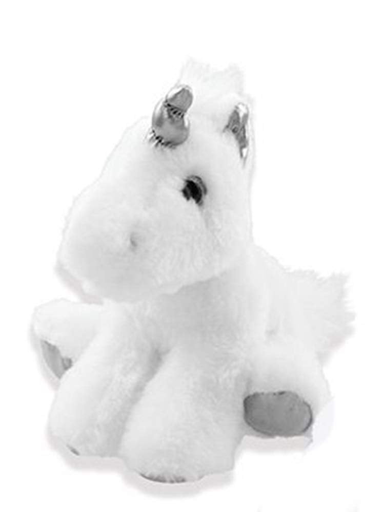 The Petting Zoo - The Petting Zoo White Unicorn with Silver Metallic Horn Soft Plush Stuffed