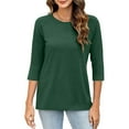 thumbnail image 3 of ZyeKqe Womens Tops Casual 3/4 Sleeve Crew Neck Shirts Loose Fitted Tunic Top Blouses Summer Tees, 3 of 6