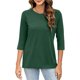 thumbnail image 3 of Tops bohemios sin mangas,Blusa informal de cuello redondo y manga 3/4 para mujer, color liso, mezcla de poliéster suave, ideal para uso diario y en casa, sopatenor, 3 of 6