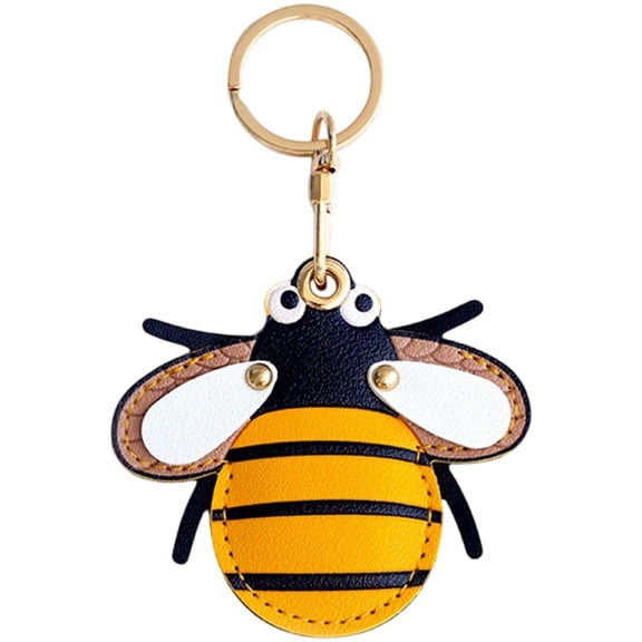 Bee Leather Keychain Case Holder – Cute PU Leather Keychain with Protective Case, Multifunction Key Holder and Bag Charm for Car Keys, Home Keys, Gifts for Women