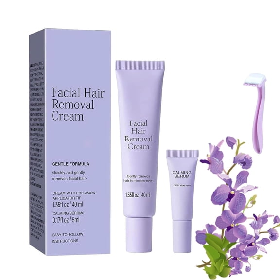 Hair Removal Cream, Facial Hair Remover, Gentle Painless Hairs Removers for Women, Long-Lasting Depilatory Cream for All Skin Types