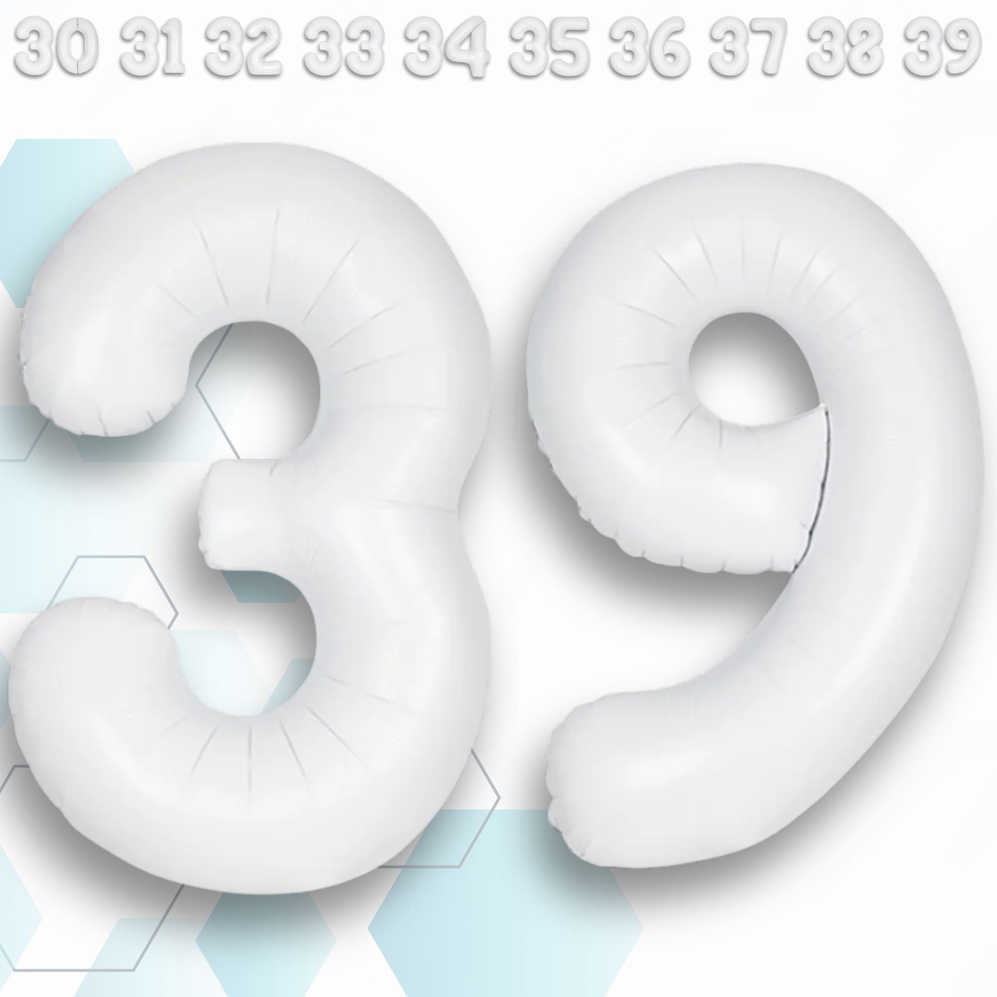 White Number 39 Foil Balloon 32 inch - Helium/Air Fill Mylar Metallic Numeral Balloons for 39th Birthday Party Anniversary & Graduation Decorations
