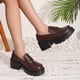 thumbnail image 4 of Xucatan Women's Patent Leather Tassel Loafers, Chunky Sole Slip-On Flat Shoes, Classic British Style Casual Shoes for Women, Plus Size Uniform Shoes Gift, 4 of 7