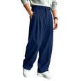 thumbnail image 5 of FGVCTG Mens Pleated Dress Pants, Classic Fit Stretch Waist Loose Lightweight Trousers Straight Casual Work Dress Slacks with Belt Loop Navy M, 5 of 9