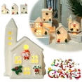 thumbnail image 3 of Lighted Ceramic Christmas Village House Decor, White Miniature Snowy House with LED Lights, Remote-Control Holiday Decoration for Mantel Tabletop Display,A,1pcs,Christmas, 3 of 8