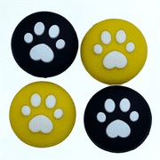 JenDore Yellow & Black 4Pcs Paw Silicone Thumb Grip Caps for Nintendo Switch