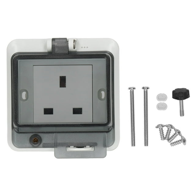 Socket, UK Standard IP66 Flameproof Robust PC Housing Electrical Socket Set With Accessories For Home For Outdoor