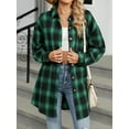 thumbnail image 5 of TEMOFON Button Down Shirts for Women Plus Size Flannel Long Sleeve Tops Fashion Collared Plaid Loose Fit Tops for Women with Pocket Size 2XL, 5 of 5