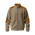 thumbnail image 5 of Men's Vintage Corduroy Baseball Jacket - Stand Collar Zip-Up Colorblock Loose-Fit, Brown, XL, 5 of 7